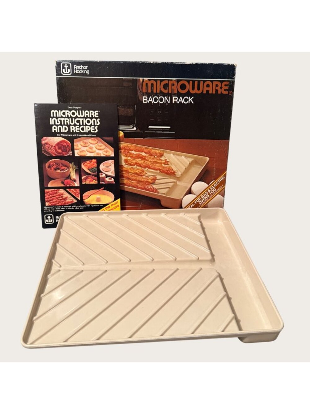 Vintage Anchor Hocking Microwave Bacon Rack With Original Box And Instructions